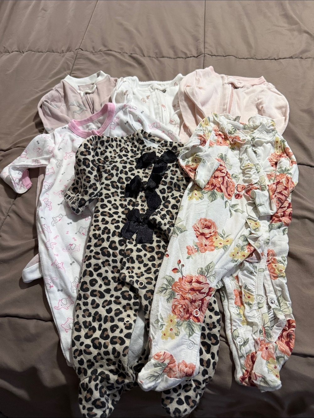 Baby Girls Footed Sleepers - 0-3/ 3-6